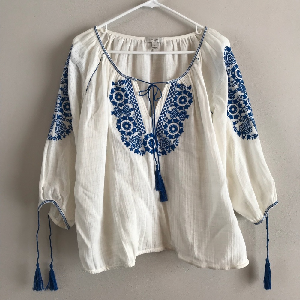 J. Crew embroidered peasant top
